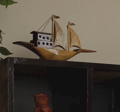 The Boat of Hope Wooden Showpiece