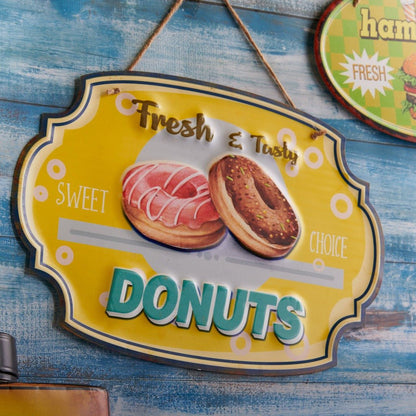 Fresh & Tasty Donuts 3D Metal Plate Wall Decor | 16 x 11 inches