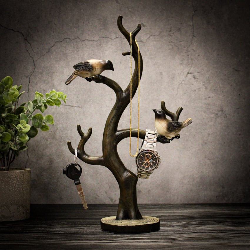 Charming Bird Tree Resin Key Holder Showpiece | 10 x 4 x 15 inches