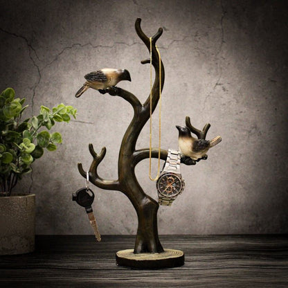 Charming Bird Tree Resin Key Holder Showpiece | 10 x 4 x 15 inches