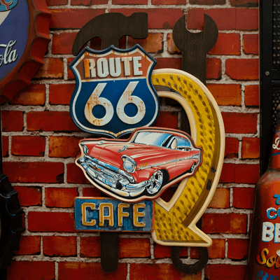 Route 66 Cafe Retro Wall Decor | 15 x 2 x 24 inches