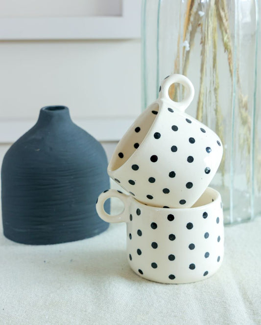 Polka Posh Ceramic Mugs | Set Of 2