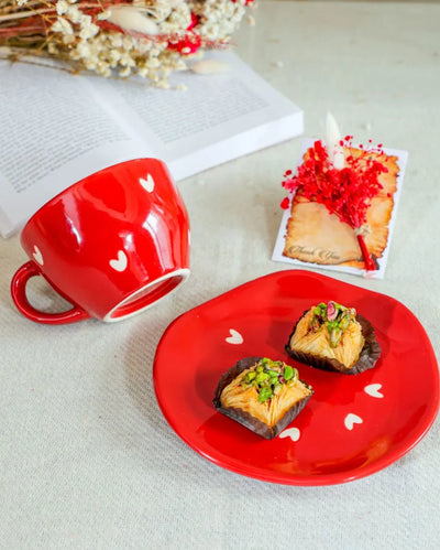 Love In Red Ceramic Cup & Saucer Set