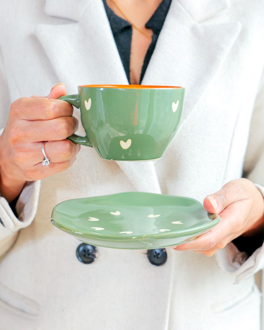 Green Warm Hug Cup & Saucer Set