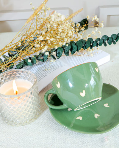 Green Warm Hug Cup & Saucer Set