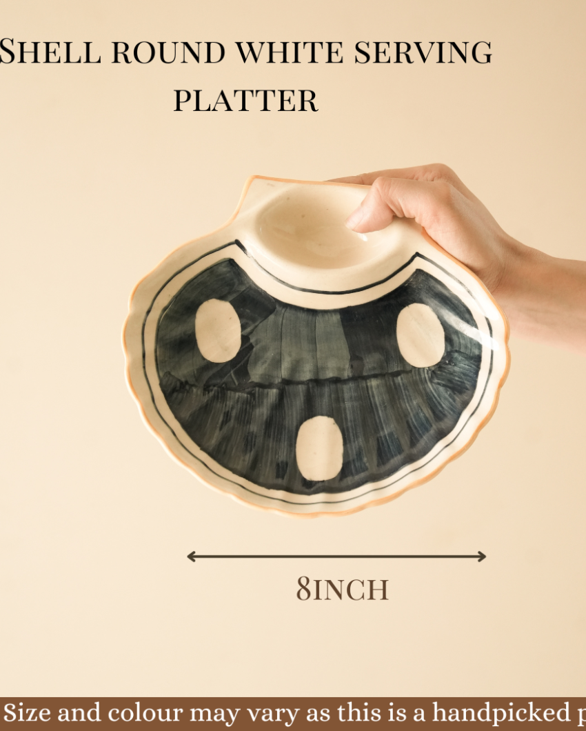 Shell Round White Serving Platter