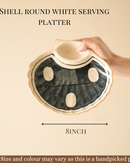 Shell Round White Serving Platter