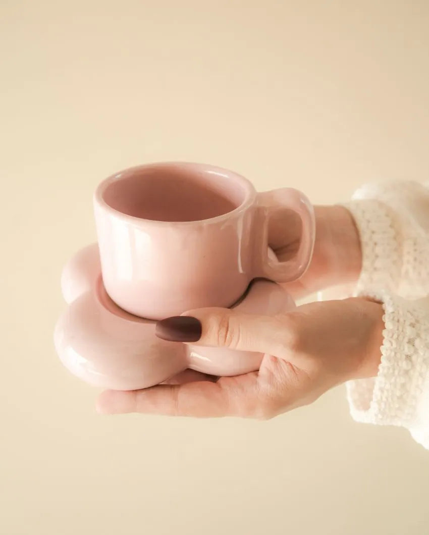 Handmade Floral Espresso Cup Saucer Set