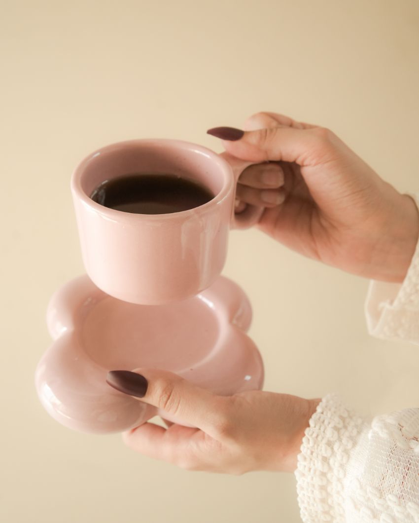 Handmade Floral Espresso Cup Saucer Set