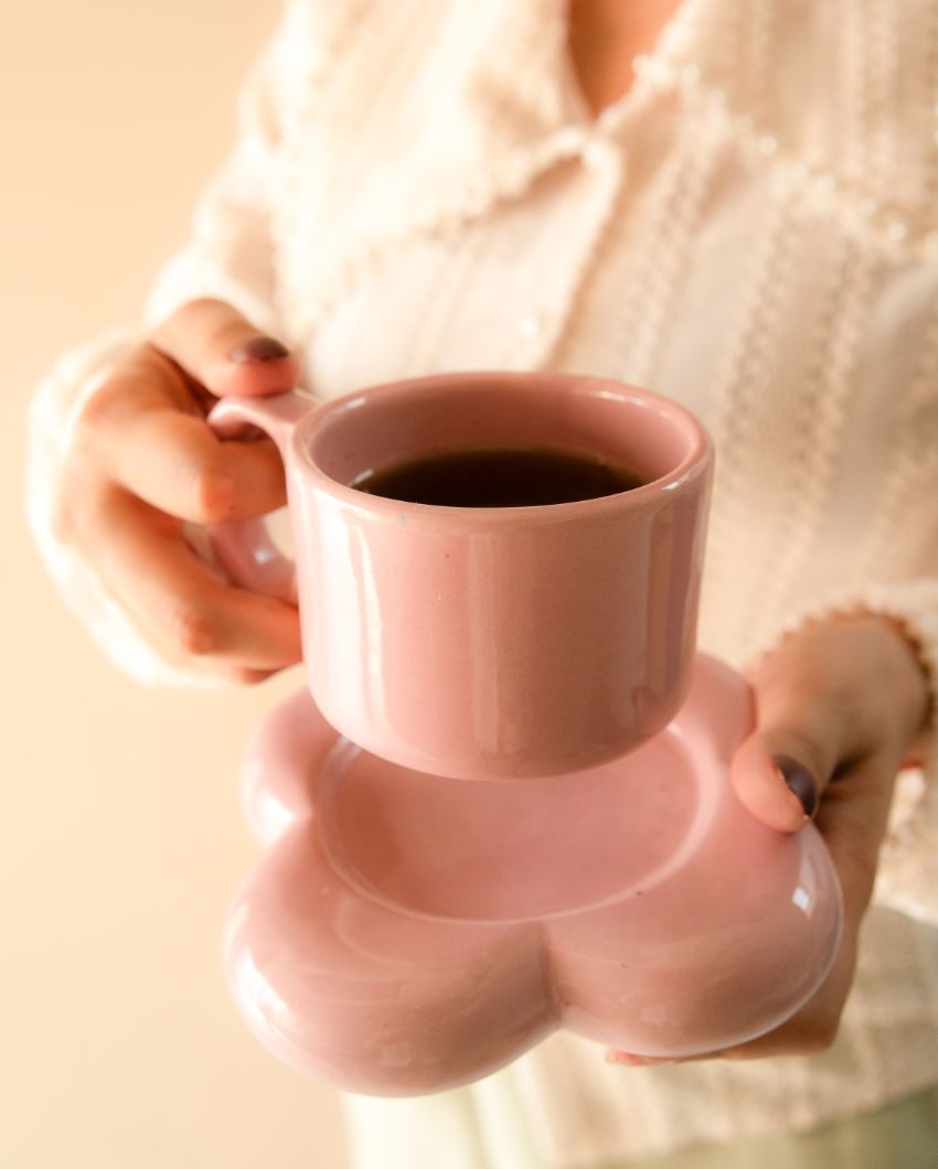 Handmade Floral Espresso Cup Saucer Set