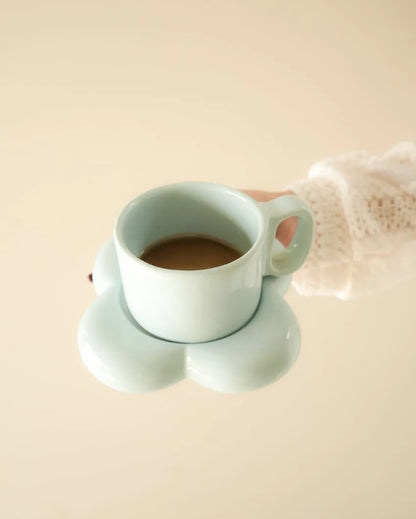 Handmade Floral Espresso Cup Saucer Set