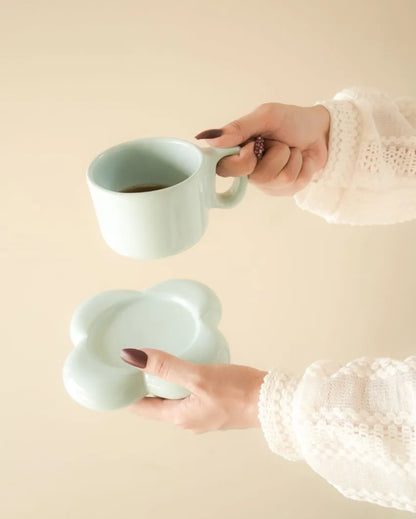 Handmade Floral Espresso Cup Saucer Set