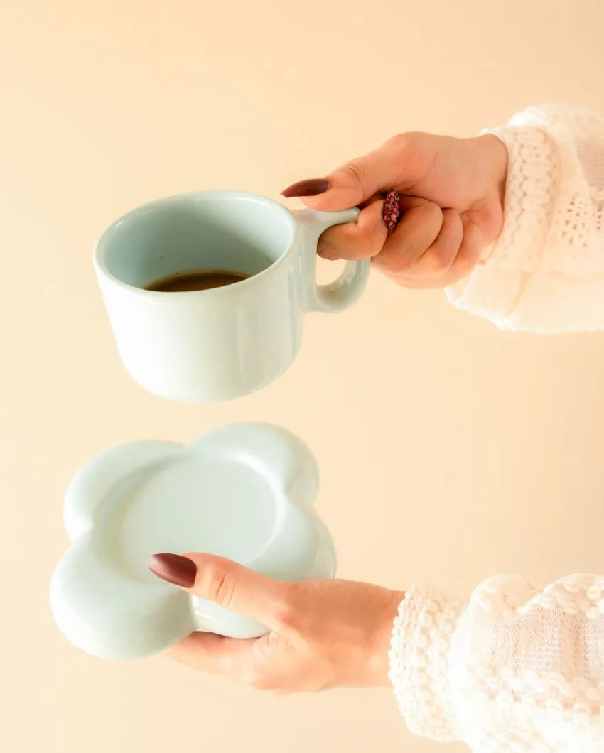 Handmade Floral Espresso Cup Saucer Set