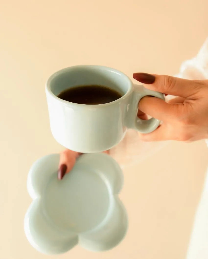 Handmade Floral Espresso Cup Saucer Set