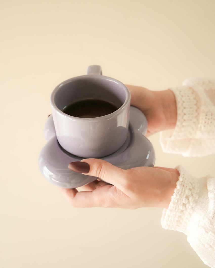 Handmade Floral Espresso Cup Saucer Set