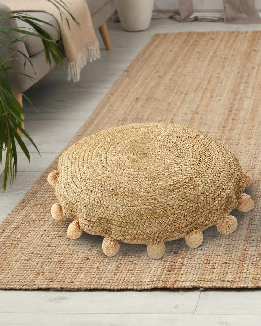 Round Braided Jute Floor Cushion | 24 inches