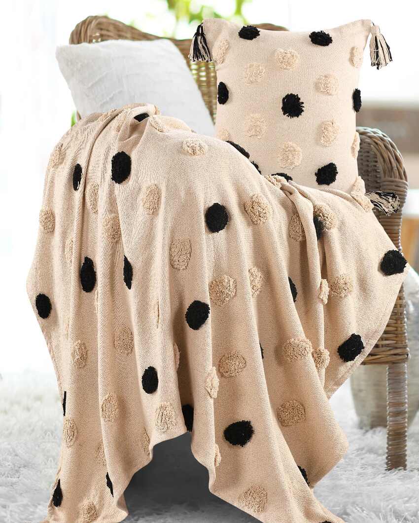 Polka Dot Tufted Cushion and Throw Set