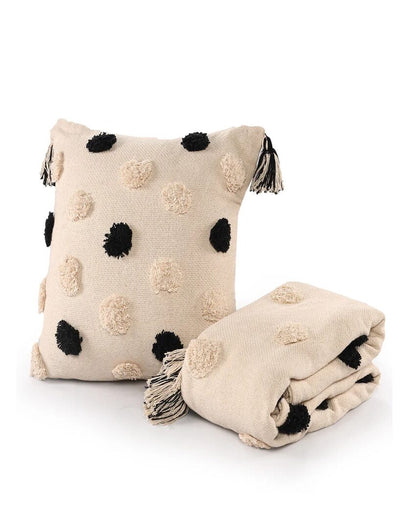 Polka Dot Tufted Cushion and Throw Set