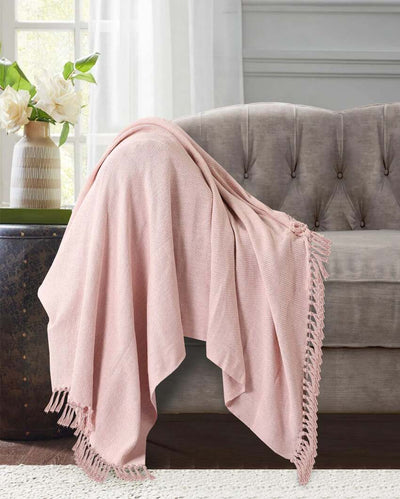 Solid Cotton Throw Soft Pink | 51 x 31 inches