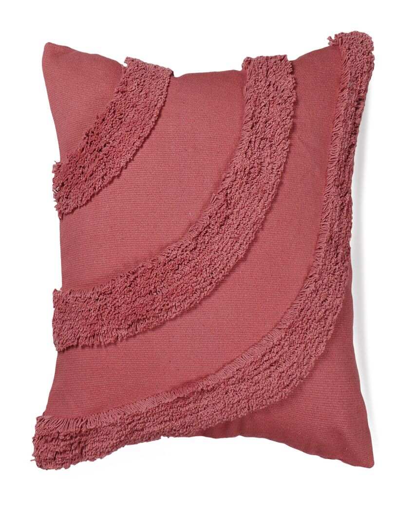 Cotton Rose Pink Curves Cushion Cover | 18 x 18 inches