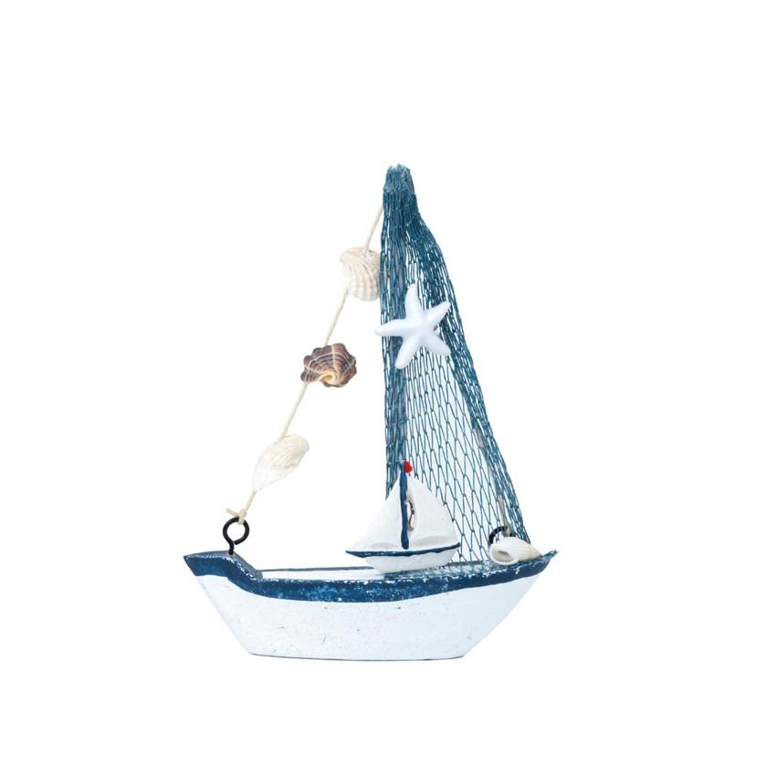 Mini Wooden Sailboat Model Decoration Showpiece | Pack of 4