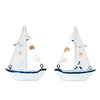 Mini Wooden Sailboat Model Decoration Showpiece | Pack of 4