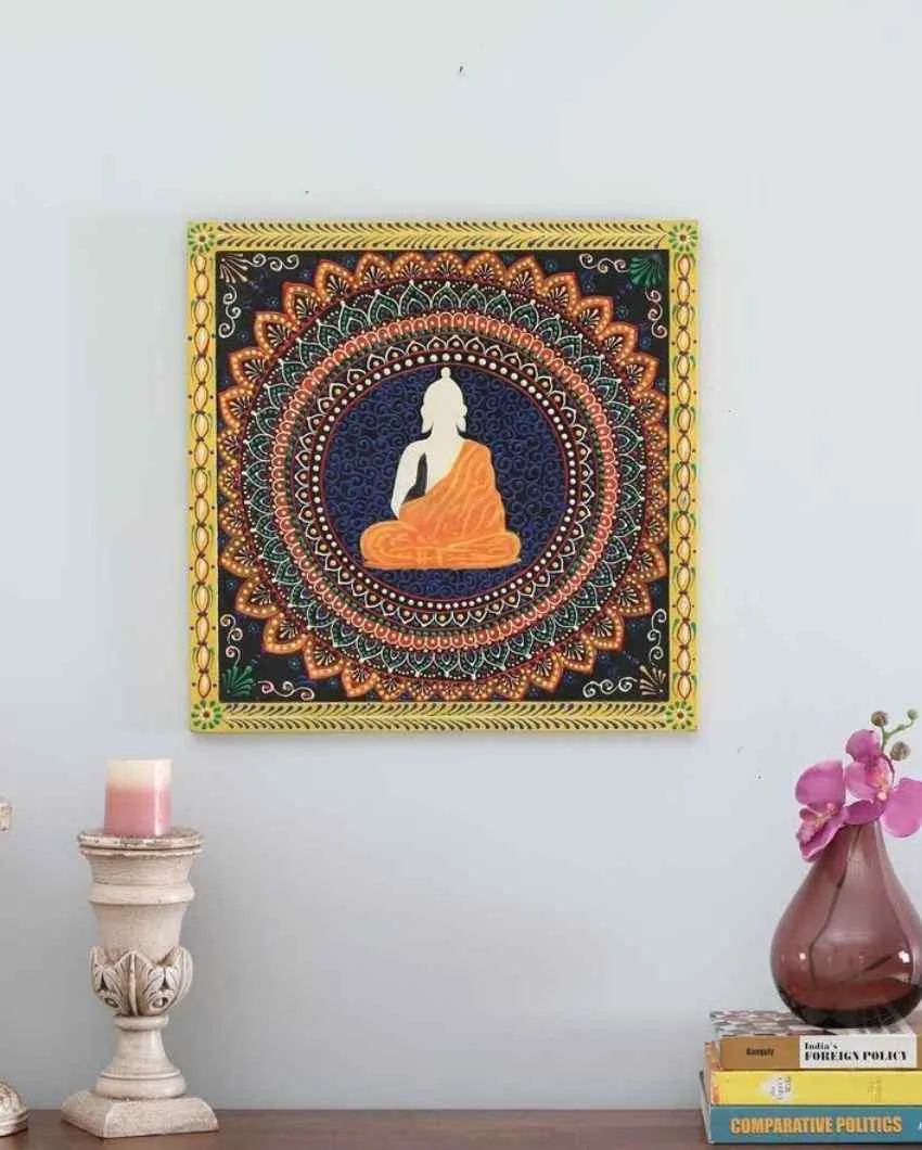 Buddha Art Hand Painted Square Wall Plate