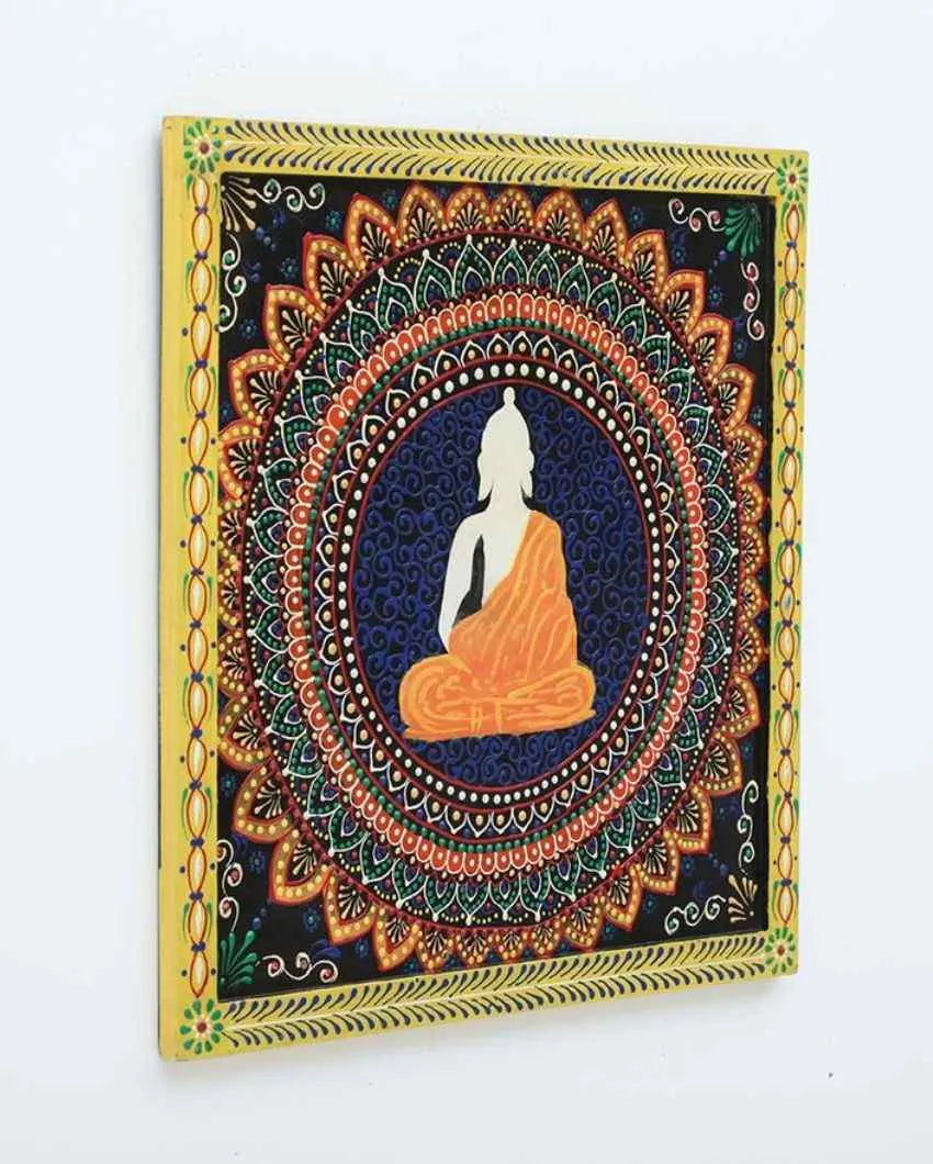 Buddha Art Hand Painted Square Wall Plate