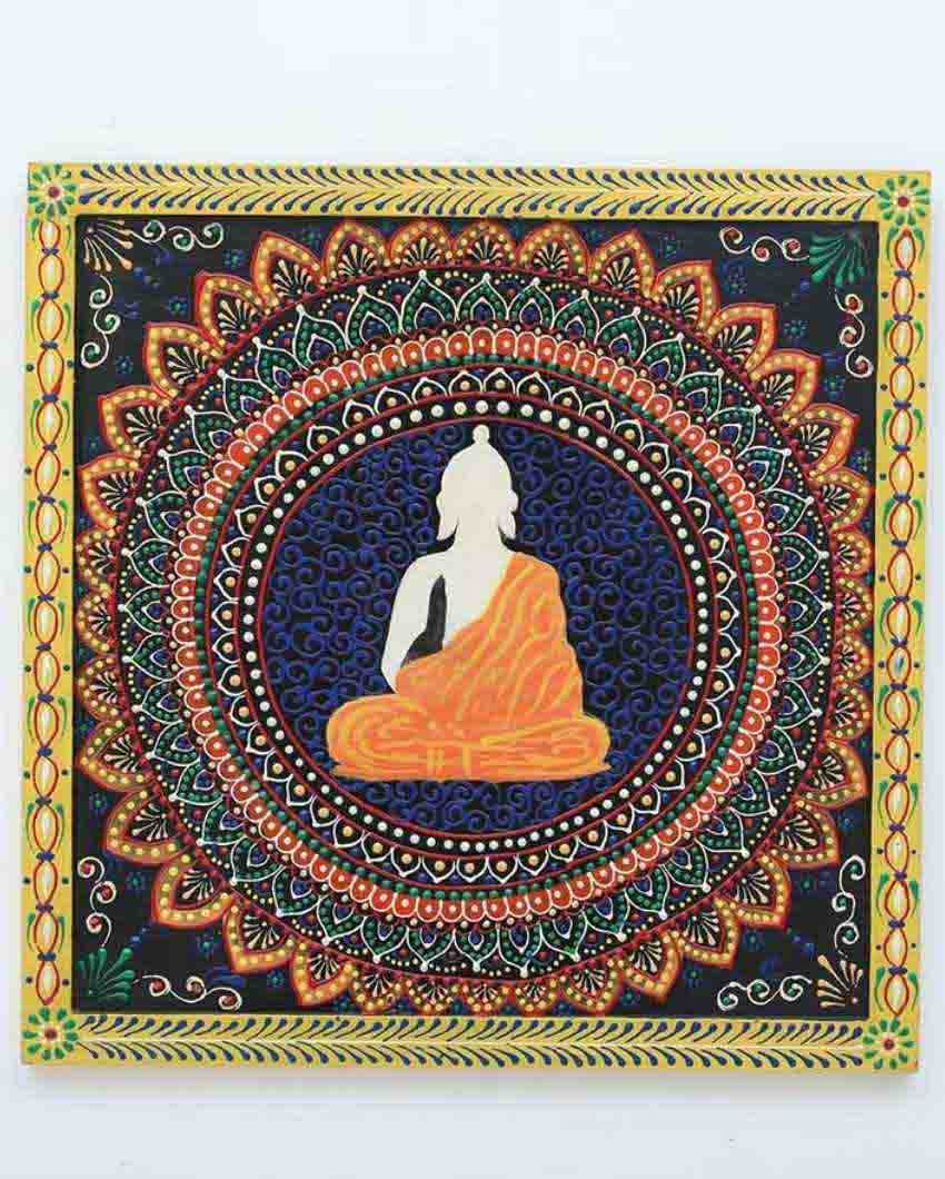 Buddha Art Hand Painted Square Wall Plate