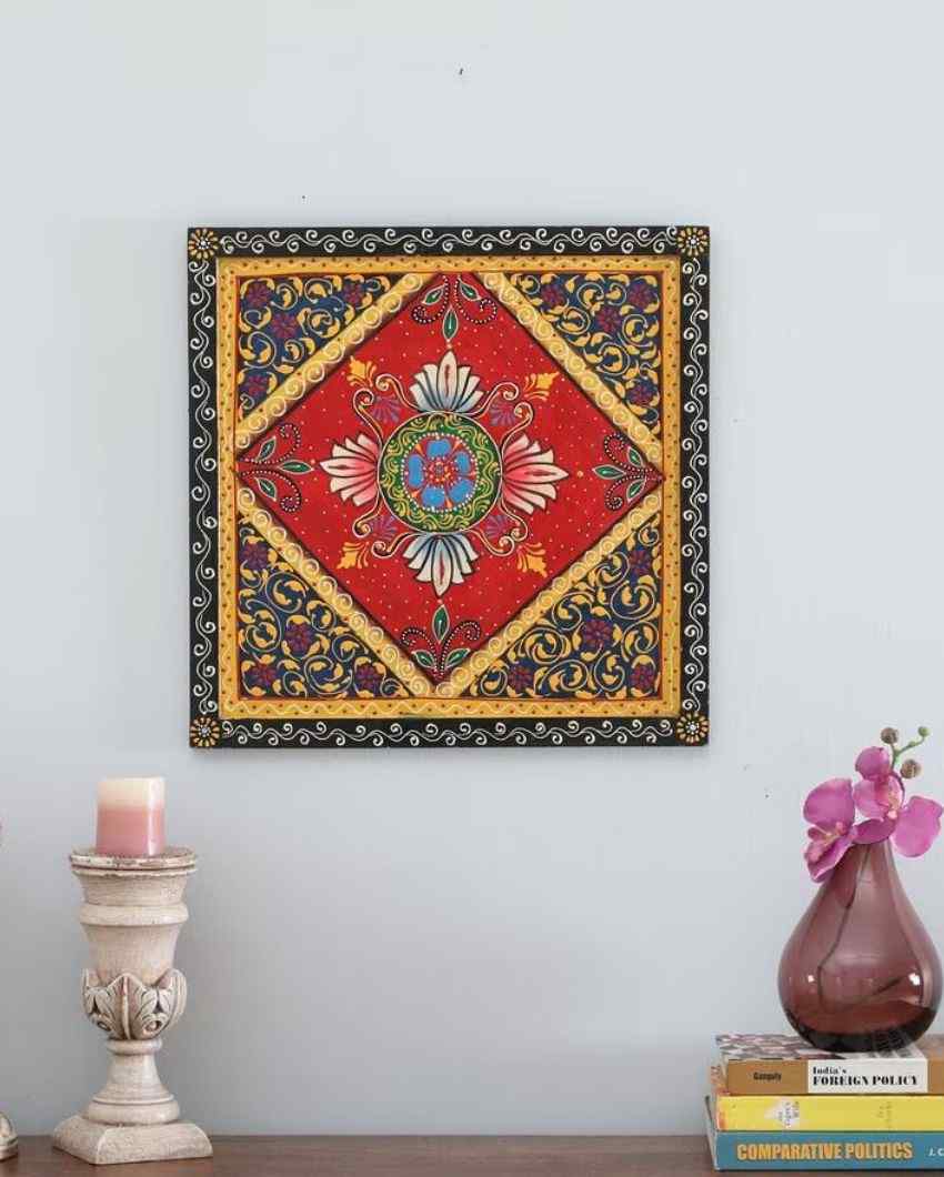 Arabesque Art Hand Painted Square Wall Plate