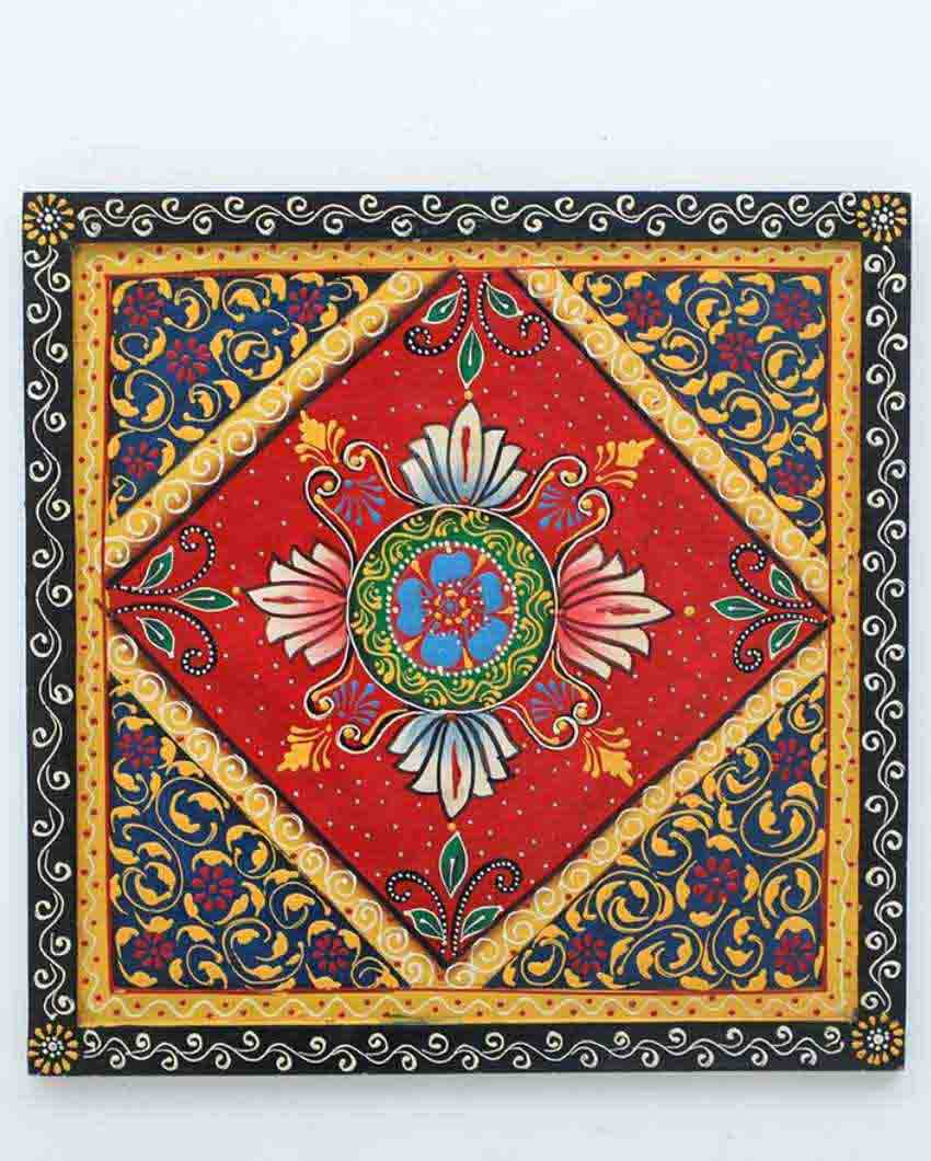 Arabesque Art Hand Painted Square Wall Plate