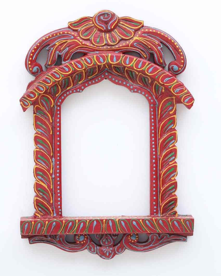 Ritualistic Wooden Wall Hanging Jharokha Frame Red