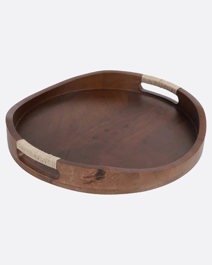 Handcrafted Premium Tribal Curvy Wooden Walnut Serving Tray | 12 x 2 inches