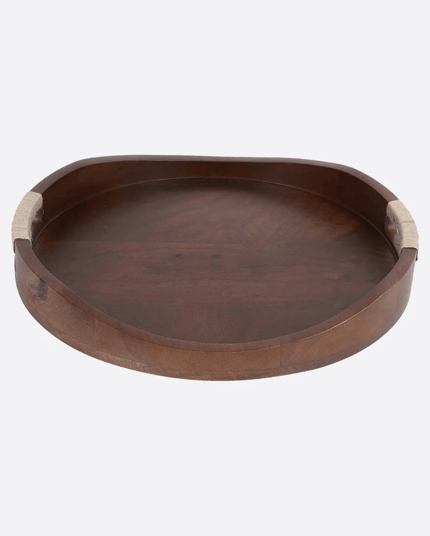 Handcrafted Premium Tribal Curvy Wooden Walnut Serving Tray | 12 x 2 inches