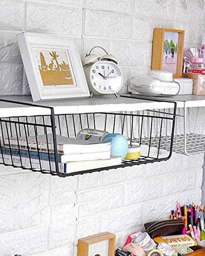 Black Metal Under Shelf Muti-Purpose Storage Basket