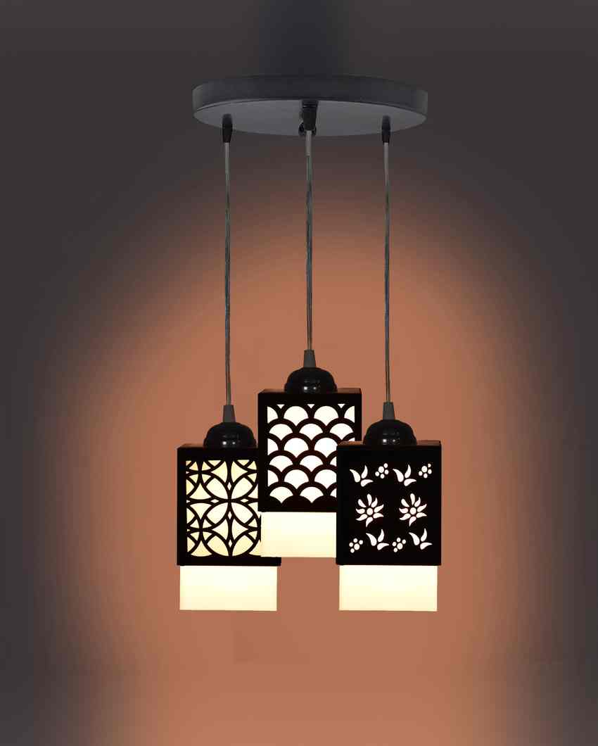 Handwerk 3 Shades Wooden Pendant Ceiling Lamp | 5 x 6 x 32 inches
