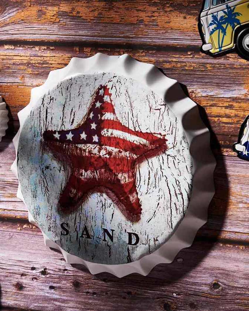 Star Fish Sand Bottle Cap Wall Decor | 14 inches