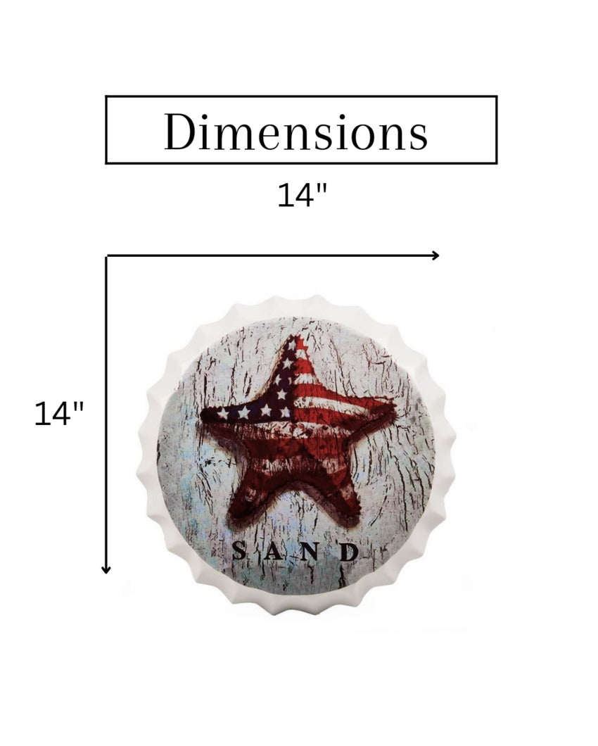 Star Fish Sand Bottle Cap Wall Decor | 14 inches