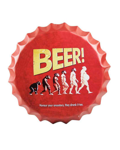 Beer Evolution Bottle Cap Wall Decor | 35 x 5 cm/14 x 2 inches