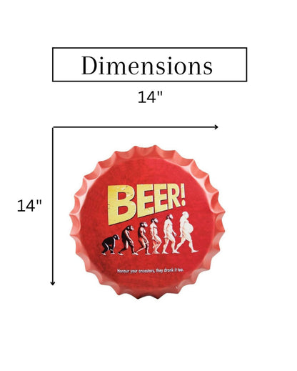 Beer Evolution Bottle Cap Wall Decor | 35 x 5 cm/14 x 2 inches