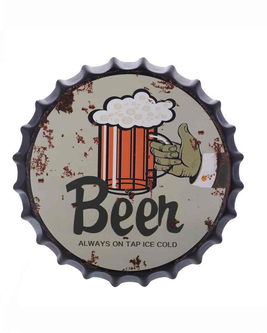 Beer Always On Tap Bottle Cap Wall Decor | 35 x 5 cm/ 14 x 2 inches