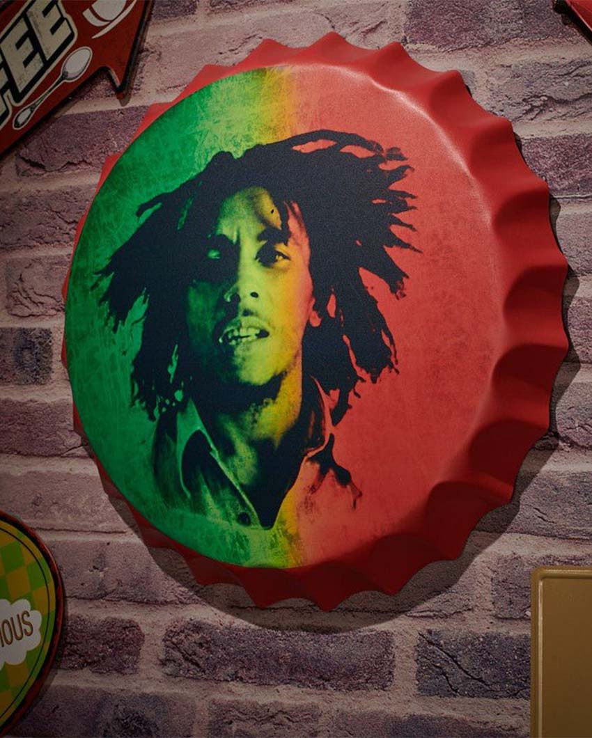 Bob Marley Bottle Cap Wall Decor | 35 x 5 cm/ 14 x 14 inches