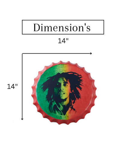 Bob Marley Bottle Cap Wall Decor | 35 x 5 cm/ 14 x 14 inches