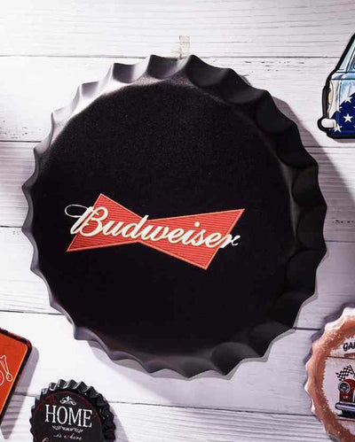 Budweiser Black Bottle Cap Wall Decor | Black | 35 x 5 cm / 14 x 2 inches