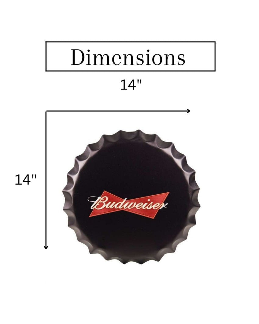 Budweiser Black Bottle Cap Wall Decor | Black | 35 x 5 cm / 14 x 2 inches