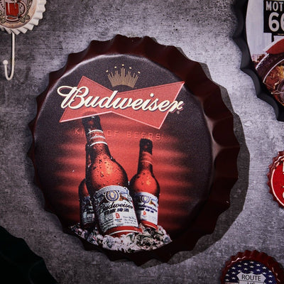 Budweiser Bottle Cap Vintage Wall Decor | 35 x 5 cm/14 x 2 inches