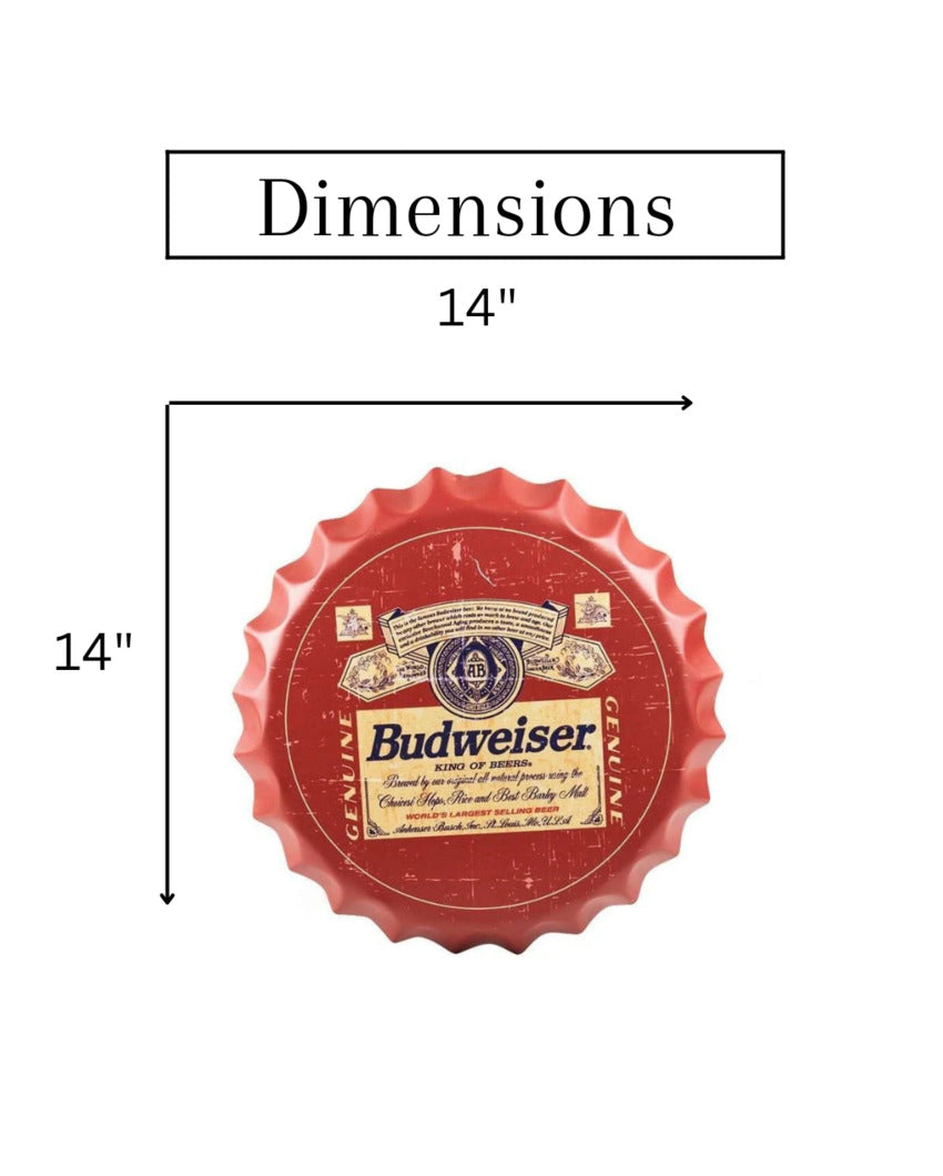 Budweiser Bottle Cap Wall Decor | 35 x x5 cm / 14 x 2 inches