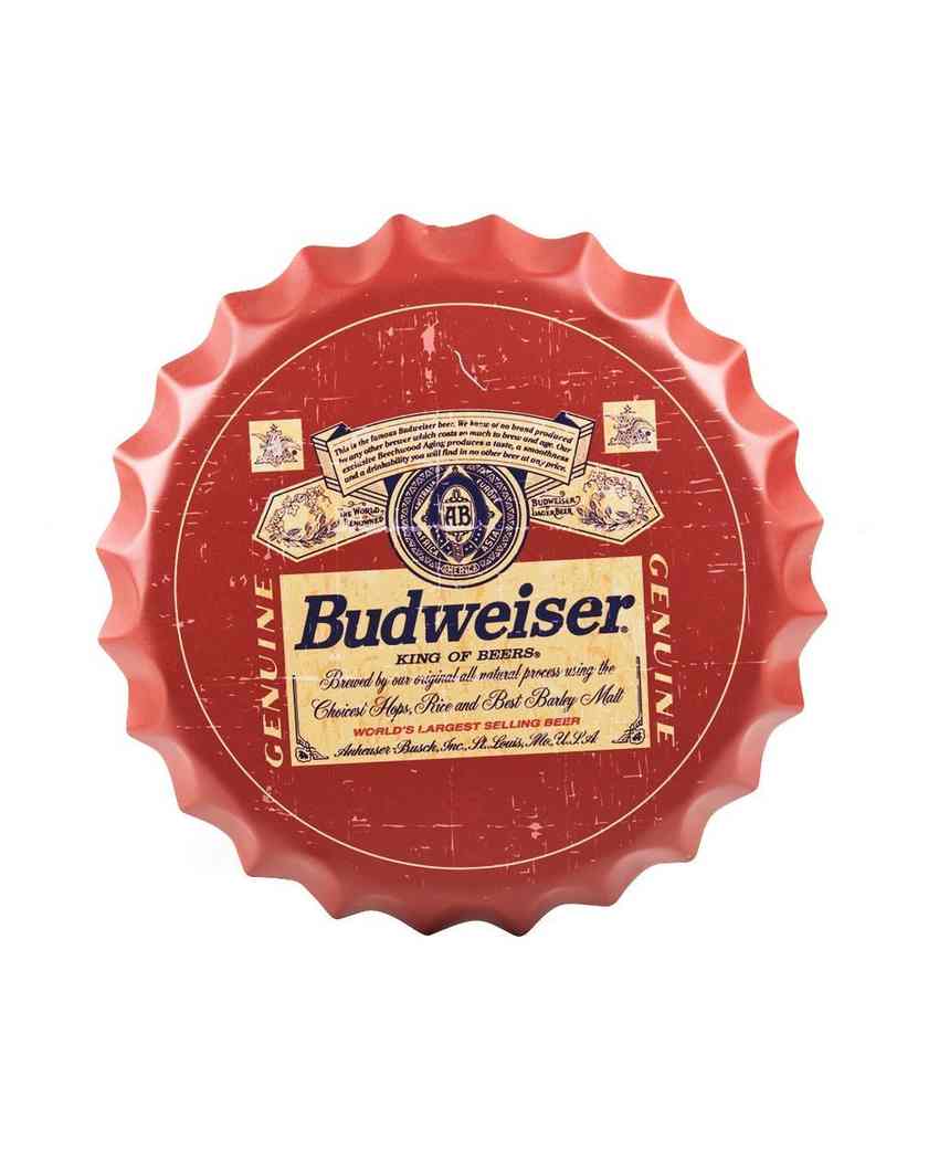 Budweiser Bottle Cap Wall Decor | 35 x x5 cm / 14 x 2 inches