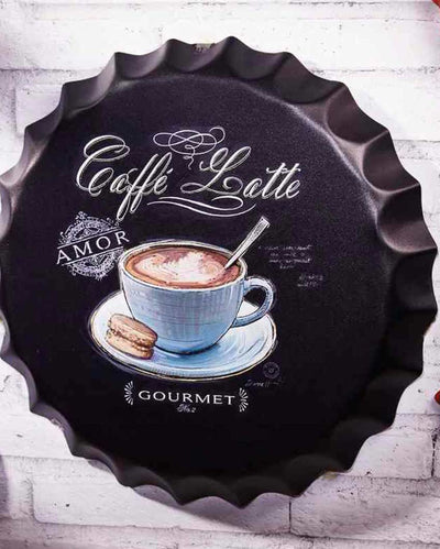 Caffe Latte Bottle Cap Wall Decor | 35 x 5 cm/ 14 x 2inches