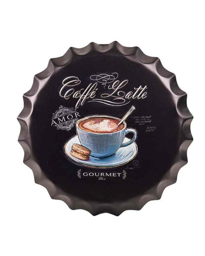 Caffe Latte Bottle Cap Wall Decor | 35 x 5 cm/ 14 x 2inches